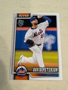 Topps SERIES 1 2026 David Peterson Mets Card - White/Blue/Orange